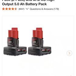 M12 12-Volt Lithium-lon XC Extended Capacity 3.0 Ah Battery Pack (2-Pack) and M12 XC High Output 5.0 Ah Battery Pack
