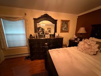 5 piece ornate black carved master bedroom suite