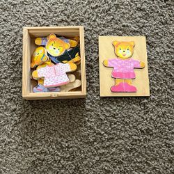 Melissa & Doug Girl Wooden Bear Dress Up Puzzle Mix and Match