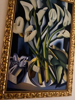 Framed Calla Lily Still Life Oil Painting
