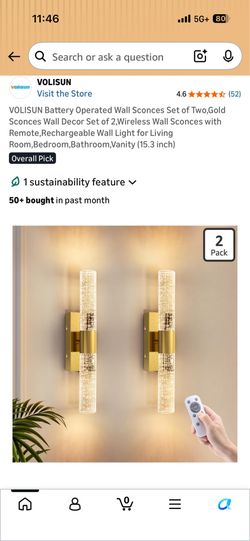 2-Pack Battery Operated Wall Sconces Decor