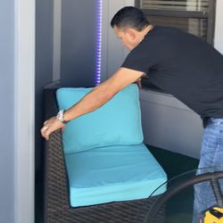 3 PIECE OUTSIDE SOFA WITH GLASS TABLE 