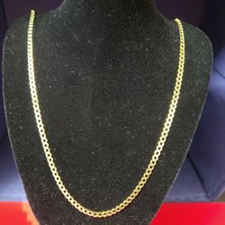 14kt Gold Curb Diamond Cut Design Chain 