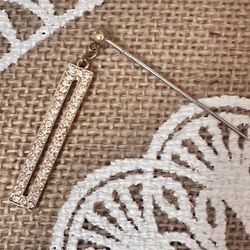 Steel Gold Tone Sparkle Dangle Crystal Hijab Pin 