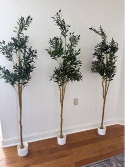 🌿 Set of 3 Faux Olive Trees – Modern Home Décor – $75 🌿