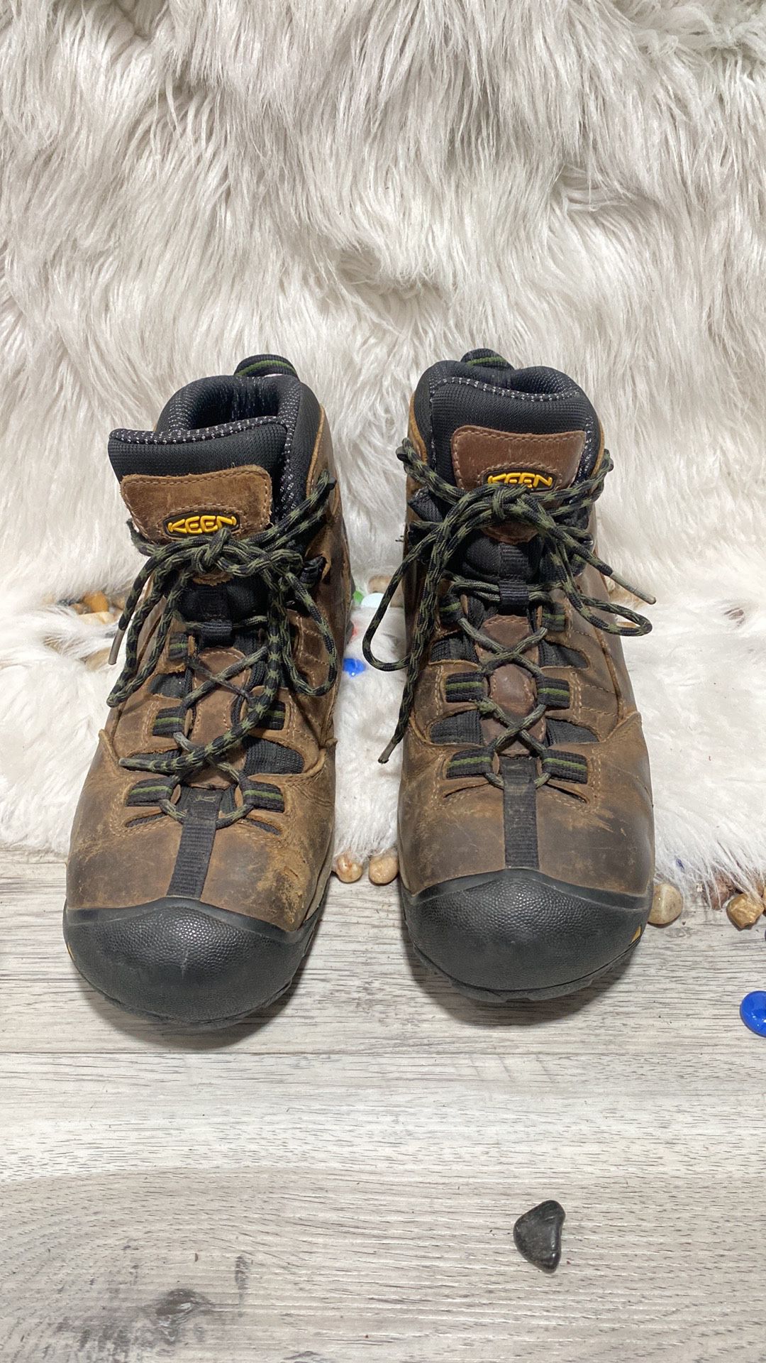 Mens KEEN Steel Toe Waterproof Work Boots Brown Leather F2413-11 Size 10