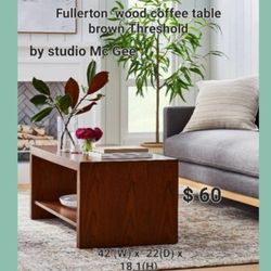 Brand New  Threshold Fullerton Wood Coffee Table Brow