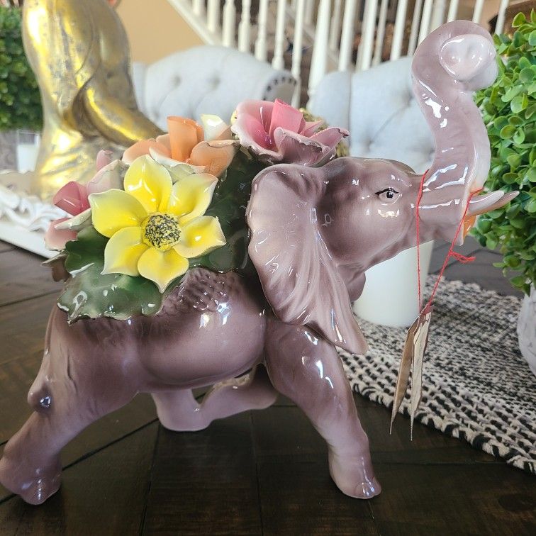 Capodamonte Elephant Statue