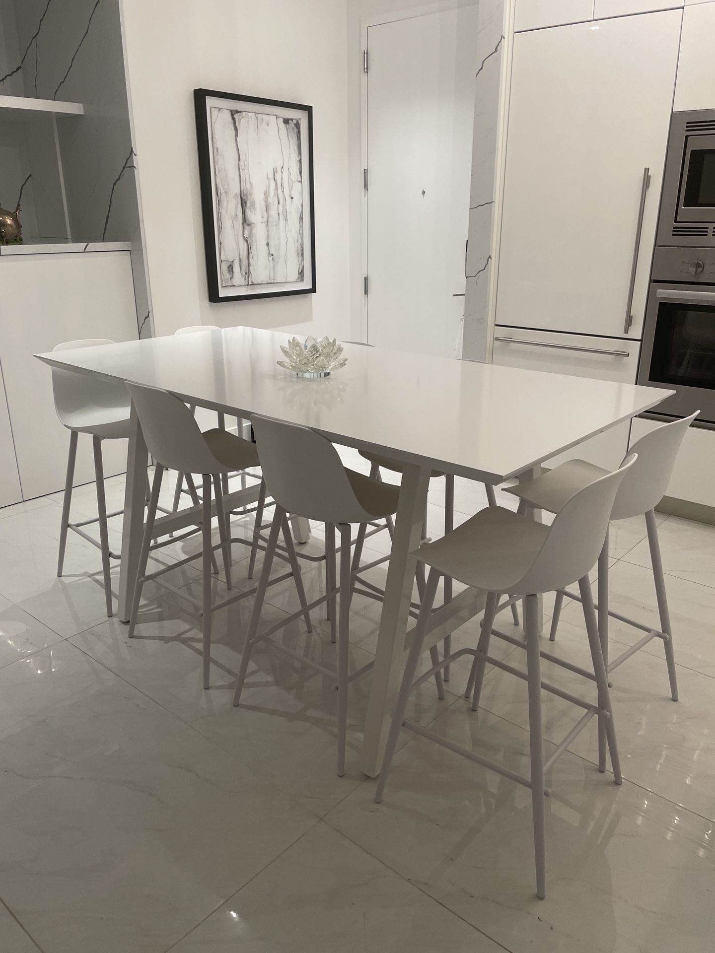 Custom White Quartz Counter Height Kitchen Table for Sale in Miami, FL ...