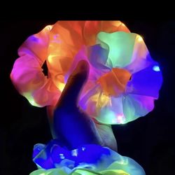New 6pcs LED Scrunchies Colorful Light Up Hair Tie Ponytail Holder 
