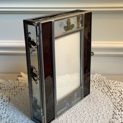 VTG Stained Glass Trinket Keepsake Box Photo Frame