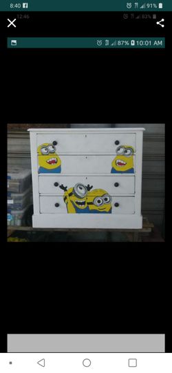 Hand painted minion dresser
