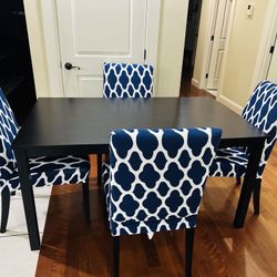 Solid Dining Table and 4 Upholstery Chairs