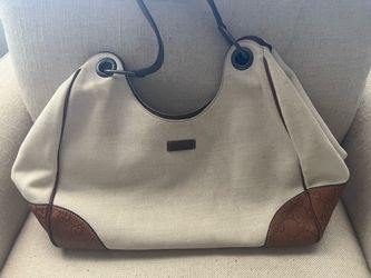 Gucci Beige & Brown Canvas Tote Bag with GG Monogram
