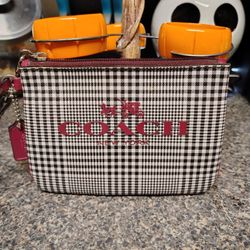 Coach plaid wristlet 