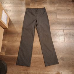 Tibal size 4 charcoal grey dress pants, comfortable pull-on style, supportive wide elastic waistband, classic mid-rise fit that extends into a sleek m