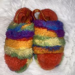 UGG Sandal Fluffy Rainbow Size 1Y