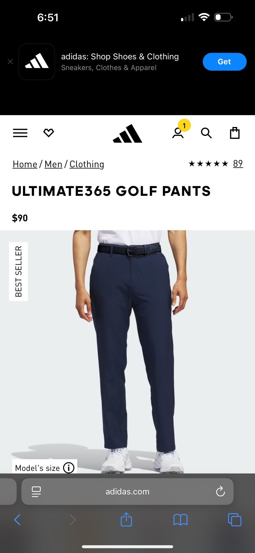 Men’s Adidas Golf Pants Navy Blue
