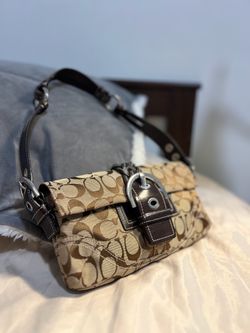 Vintage Coach Shoulder Bag Monogram Brown