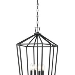 ML Lighting 91804-TBK Hylena 15" Wide 4-Light Chandelier - Textured Black