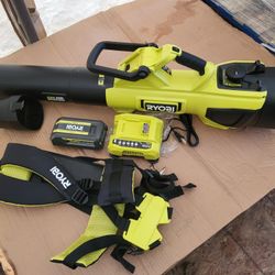 RYOBI
40V HP Brushless 100MPH 600 CFM Cordless Leaf Blower with  4.0 Ah Batteries+Charger 