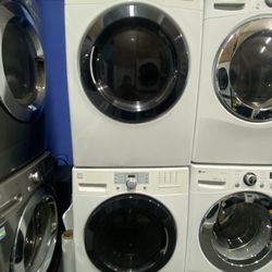 SET WASHER AND DRYER FRONT DOORS WHITE KENMORE 