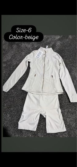 Beige Athletic Jacket and Shorts Set Size 6