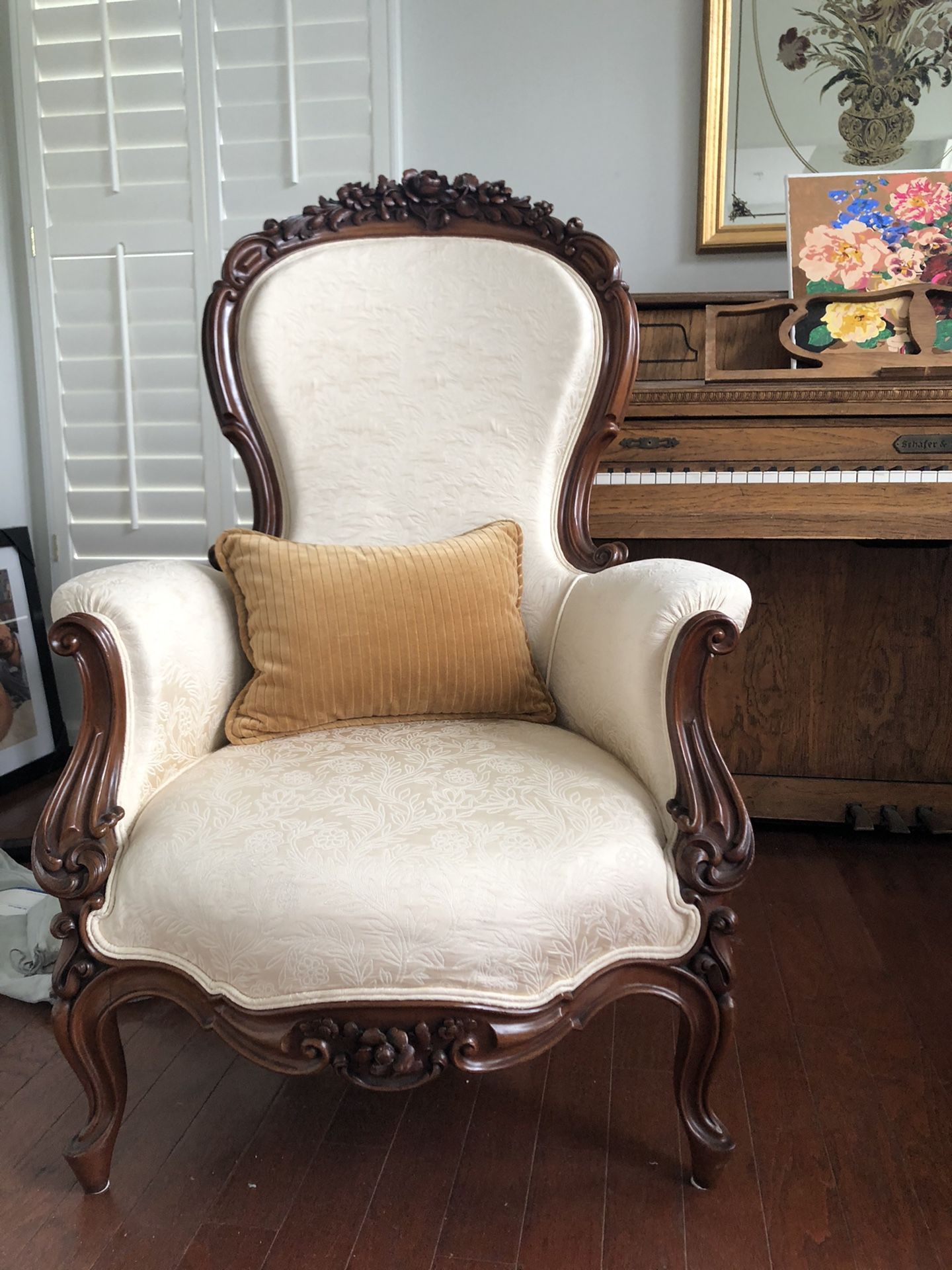 Two Antique Wood Armchairs Louis XV style