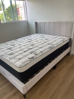Full size bed frame and mattress
