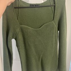 Green Knit Long Sleeve Shirt 