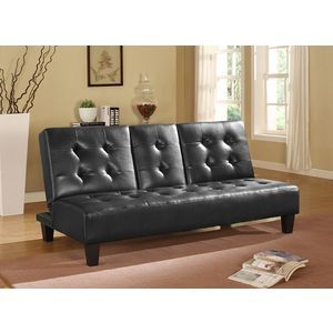 Brand new black or brown faux leather or black or brown linen sofa futon with cup holders (71"x45"x16"H when flat)