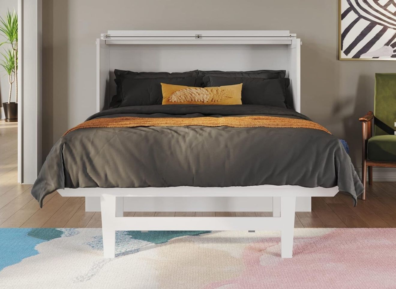 Full Size Murphy Bed Desk with Mattress