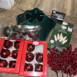 Christmas Tree Stand And Decor / Ornaments / Lights