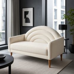 Sofa, Comfy Couch with Spring Cushions, Small Sofa for Small Spaces, Mid Century Modern Linen Upholstered 2 Seater for Living Rooms/Bedrooms/Office, W