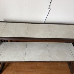 metal frame tile-top coffee table 