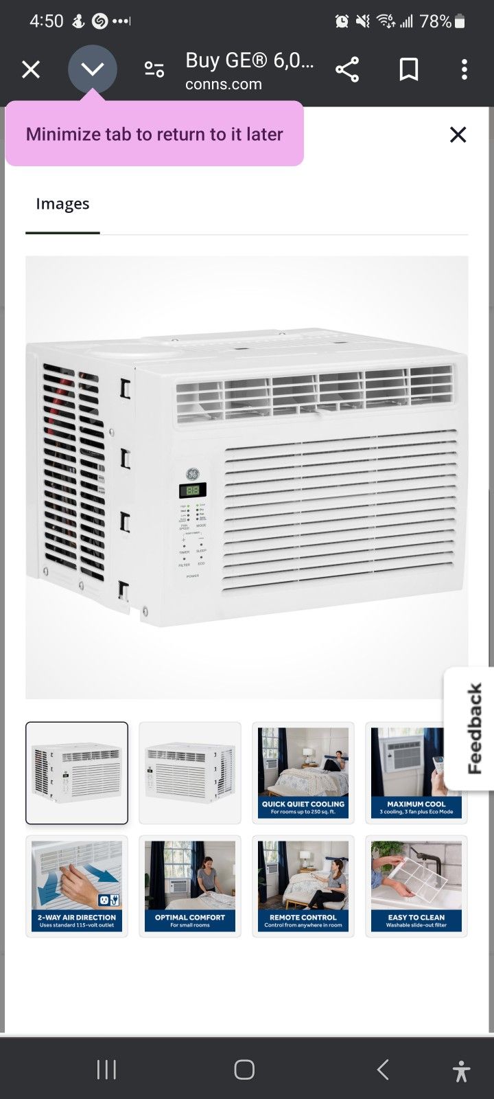 250-sq ft Window Air Conditioner (115-Volt; 6000-BTU)