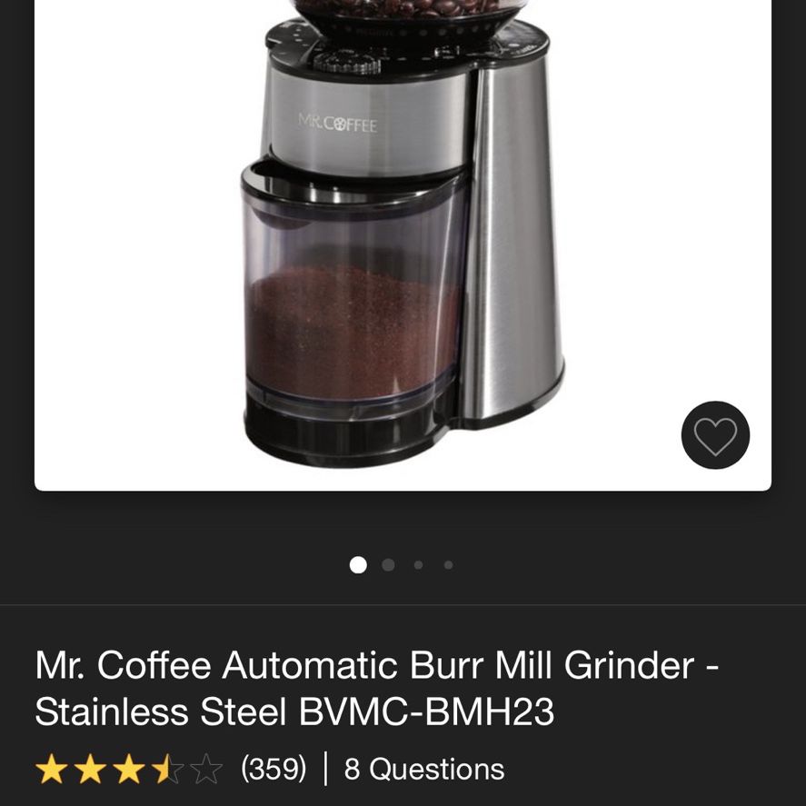 Mr. Coffee Stainless Steel Burr Coffee Grinder