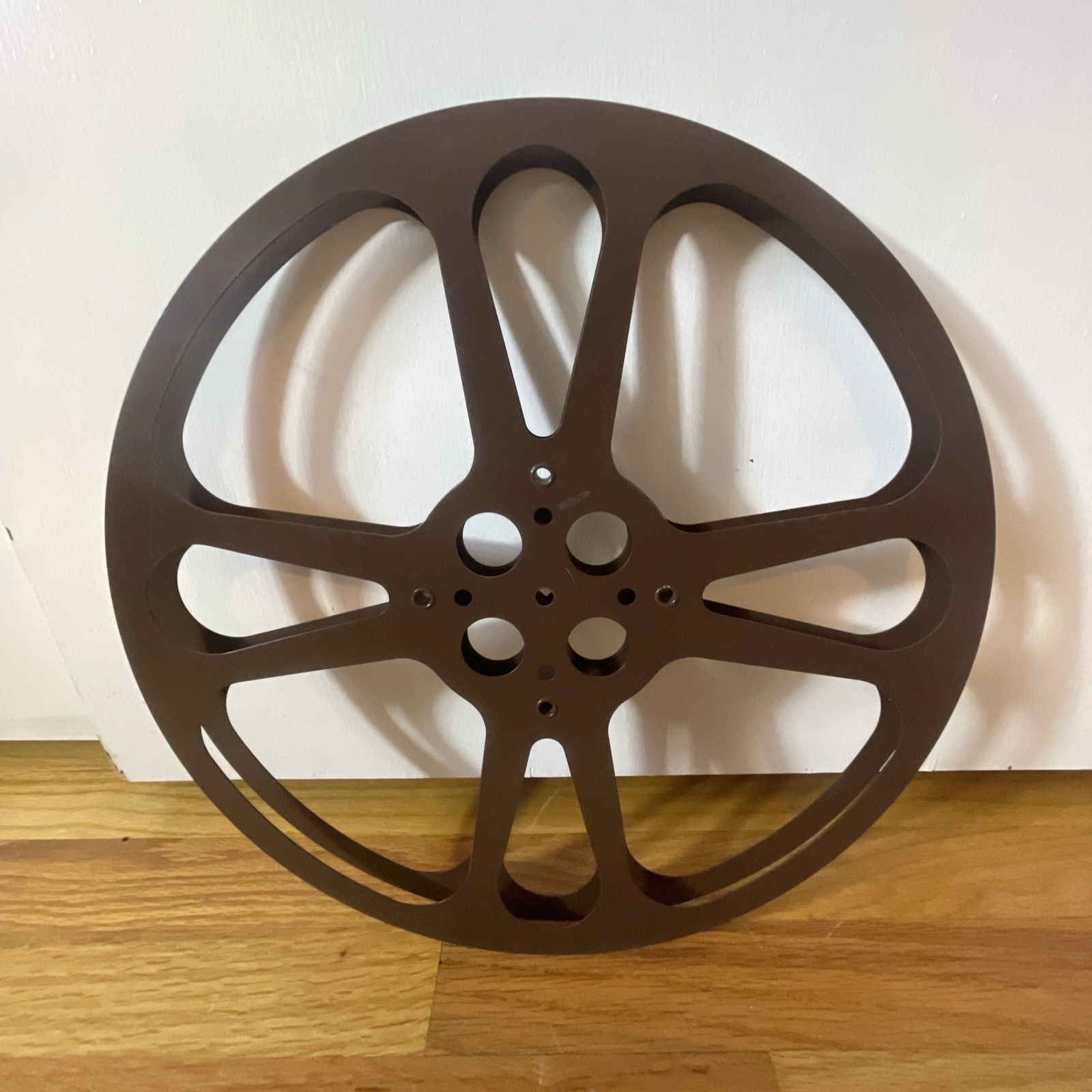 Vintage GOLDBERG 16mm 1600' METAL FILM TakeUp REEL 45 Min USA No CAN - BROWN 15”