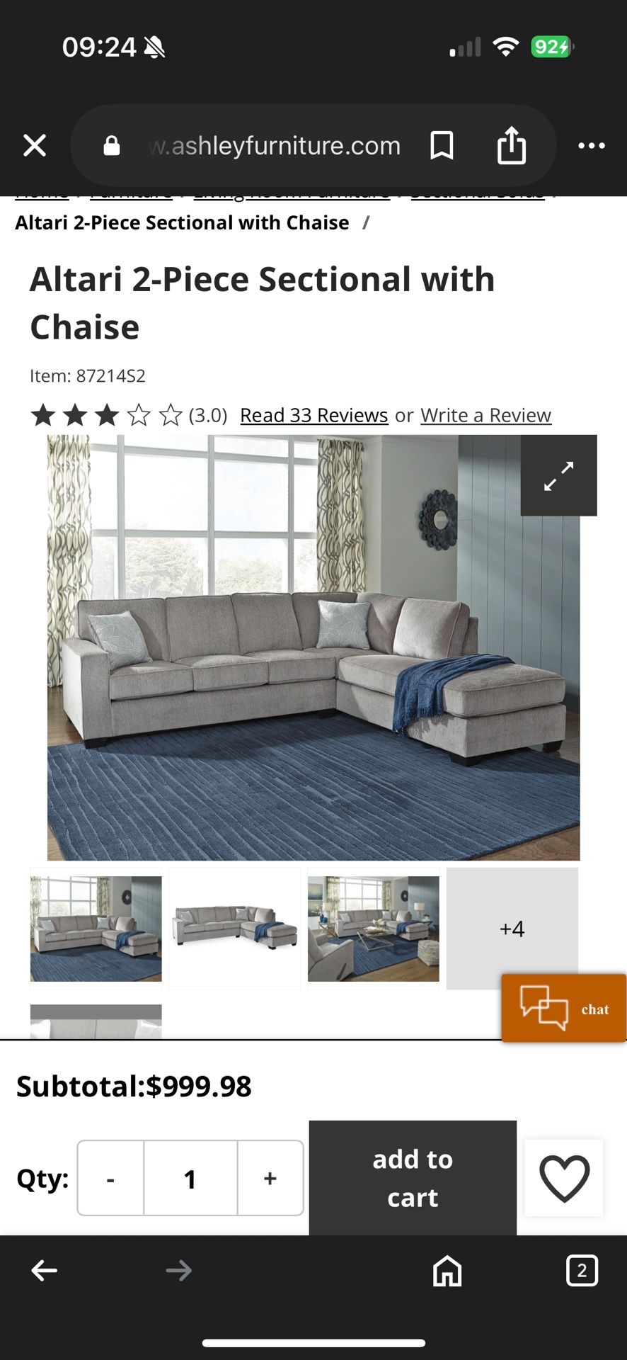 Altari 2-Piece Sectional with Chaise