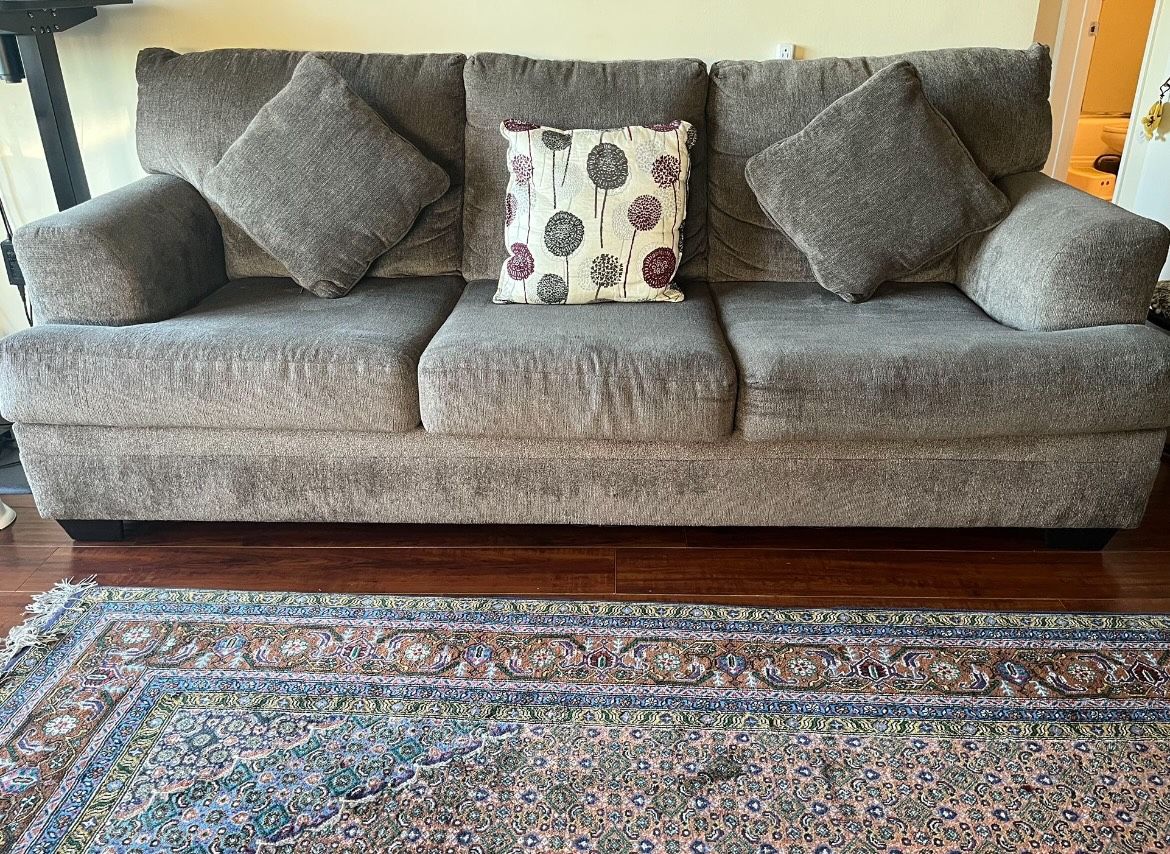 Gray Couch Sofa Love Seat With Pillows- Grey Couch- Pick Up Today!