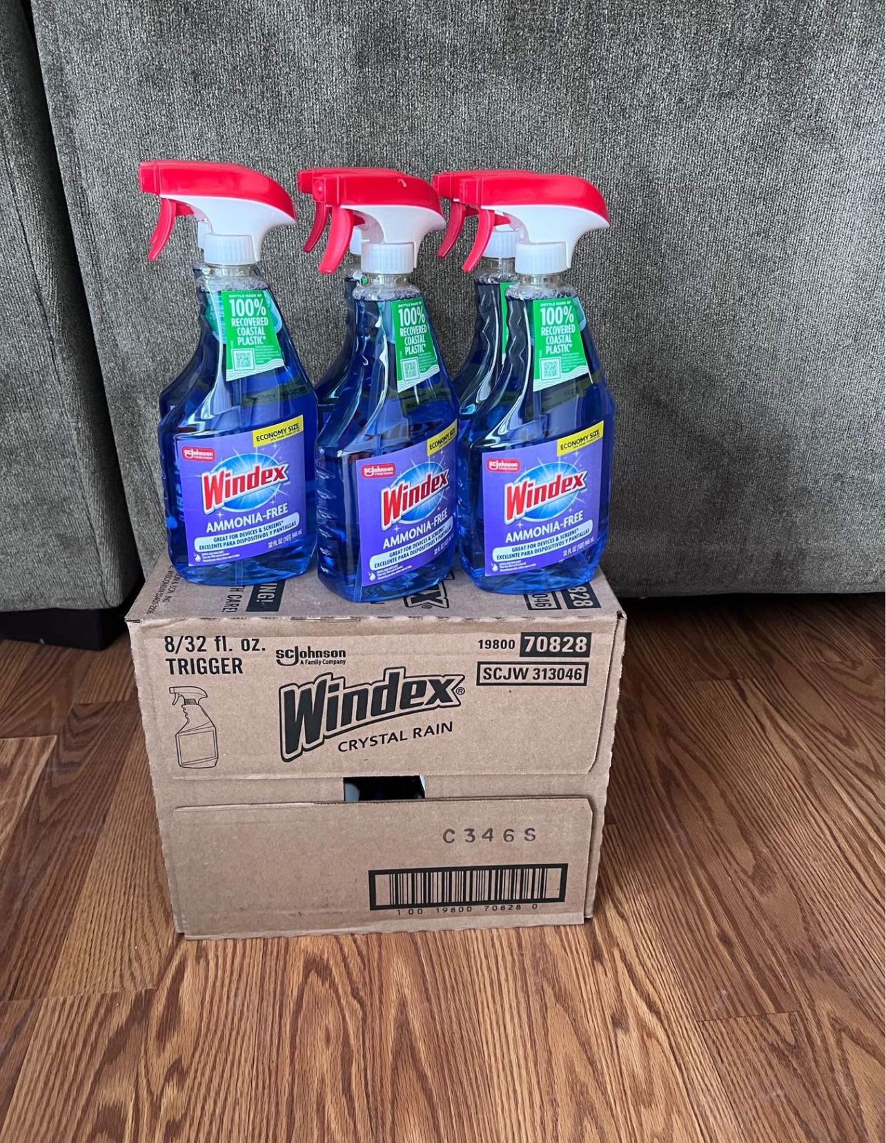 14 pack Windex Ammonia-Free Glass and Window Cleaner Spray Bottle,