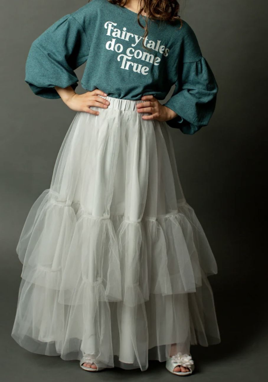 Joyfolie Zeno Tulle Skirt in Barley Blue Size 10 And 7