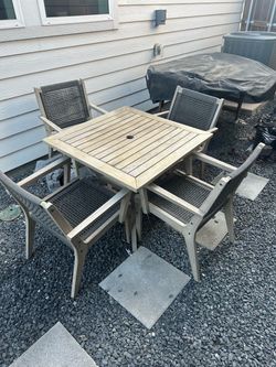 Patio Dining Set — Table + 4 Rope Chairs
