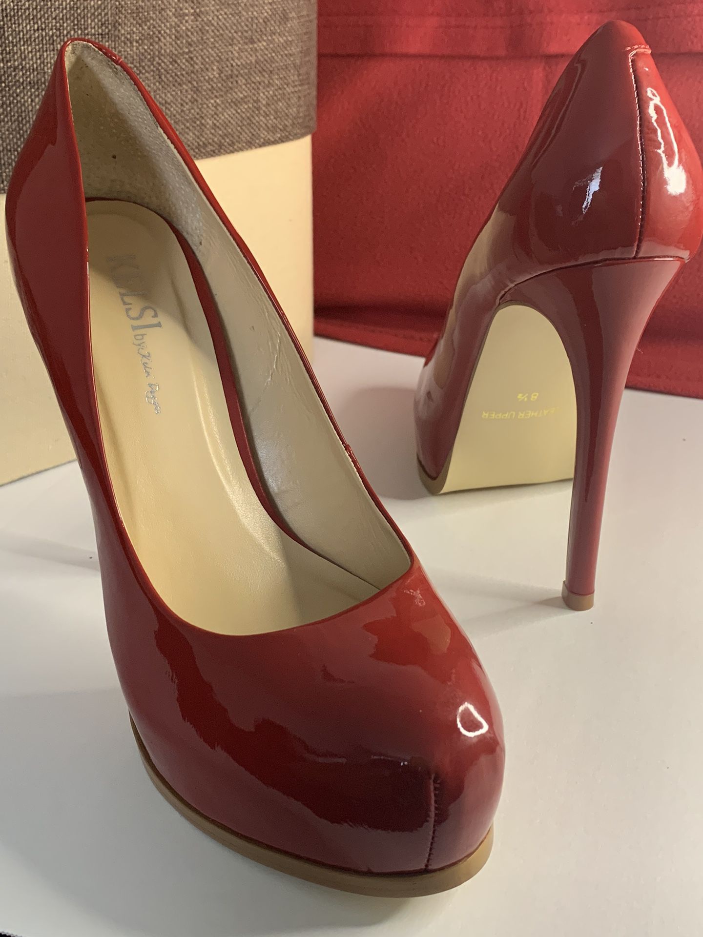 Final Sale - Size 8.5 Cherry Red Patent Leather Platform 5in Heels