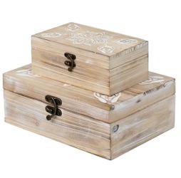 Mandala Carved Wooden Box Set Of 2