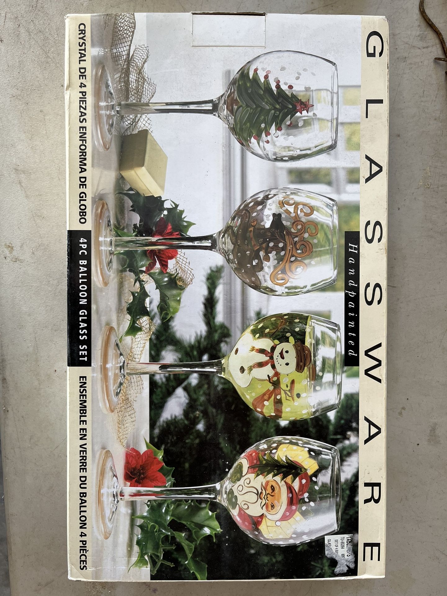 Tabletops Unlimited Winter Wonderland Hand Painted Glass Set