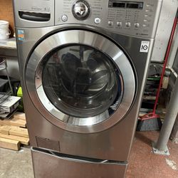 LG Washer with Pedestal and Whirlpool Dryer