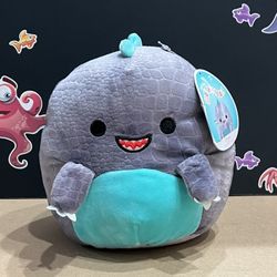 SQUISHMALLOWS  CHUEY THE T-REX DINOSAUR - PRETTY GRAY WITH BLUE COLORS! AND CUTE LITTLE ARMS