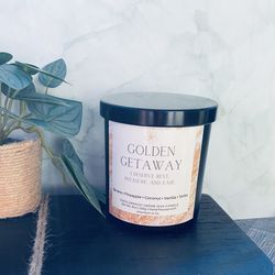 Golden Getaway Hand poured Scented Candle 