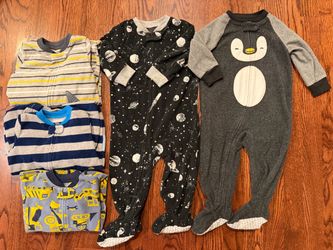Carter's 12 Month Footed Fleece One-Piece Pajamas Lot of 5